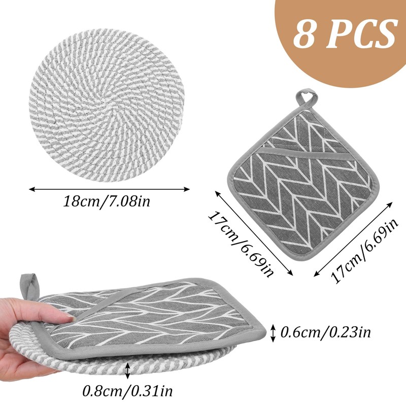16 Pieces Square Pot Holders Washable Heat Resistant Pocket Mitt