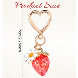 2 x Strawberry Pendant Bag Key Ring Cute Strawberry Pendants Made of High-Quality Alloy Cute Design as a Gift for Girls Birthday Valentine's Day