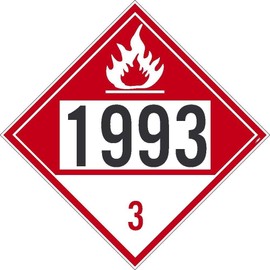 NMC DL400R Placard, Flammable 1993 3, 10.75X10.75, Rigid Plastic