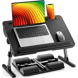 HUANUO Laptop Bed Desk, Laptop Tray Computer Lap Desk for Bed Couch Sofa Floor, Bed Tray for Working, Eating, Foldable Lap Stand Table with Height Adjustment & 35° Adjustable Tilt Angle, HNLD19