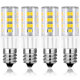 Luxrite Dimmable E12 LED Bulb T4/T3, 40W Equivalent, 5000K Bright White, 500 Lumens, Mini Candelabra LED Bulb, ETL Listed - Decorative Lighting, Chandelier, Sconce, Ceiling Fan, and Pendant (4 Pack)