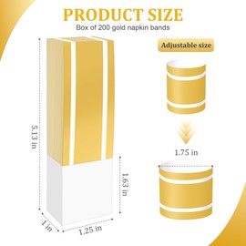 200Pcs Upgrade Lengthened Paper Napkin Band,Napkin Ring Self Adhesive, Silverware Wraps Bands Bulk for Rolling Silverware Table Setup Wedding Event Party Supply (Gold, Large)