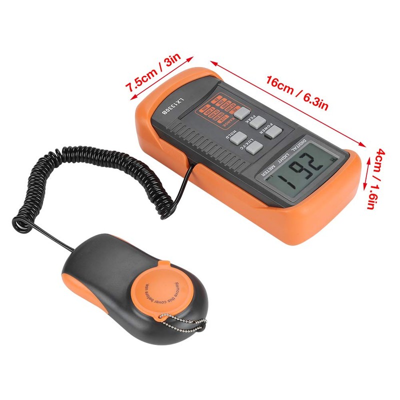 Akozon Digital Luxmeter LX1330B LCD Display Light Meter Lux Meter