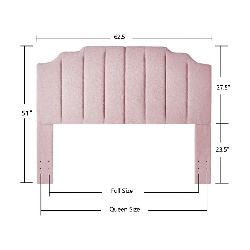 24KF Pink Teddy Fabric Tufted for Queen Upholstered Headboard, Modern