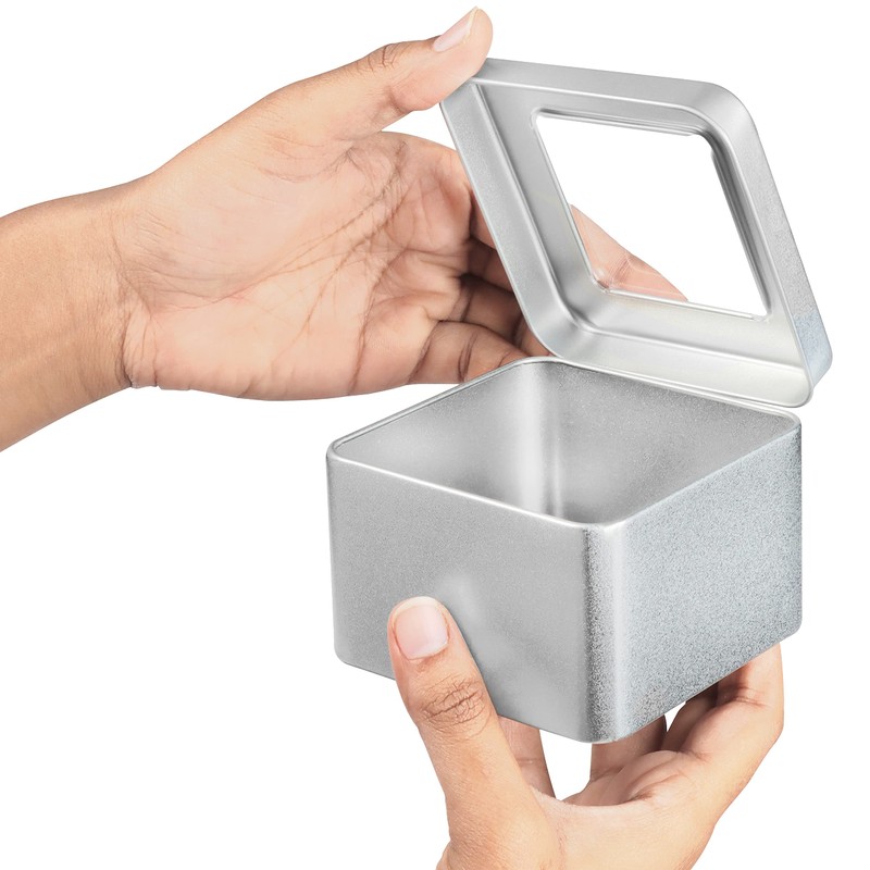 Kurtzy Silver Metal Tins with Lids (Pack of 10) 9