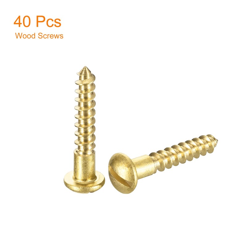 sourcing map Wood Screws M3 x 20mm Slotted Round Head