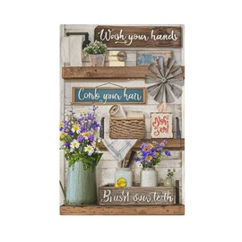 CZRPKEN Blank Wall Plate Farmhouse Bathroom Decor with Rustic Floral 1 Gang Decorative Outlet Cover Country Living for Home Laundry Room