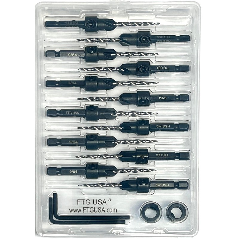 FTG USA 12 Pc #6 (9/64") Countersink Drill Bit Set
