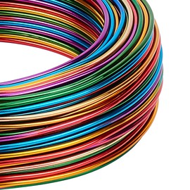 BENECREAT Multicolor Jewelry Craft Aluminum Wire (15 Gauge/1.5mm, 136 Feet/41m) Bendable Metal Wire with Storage Box for Jewelry Beading Craft Project - Gold, Green, Red, Purple, Blue