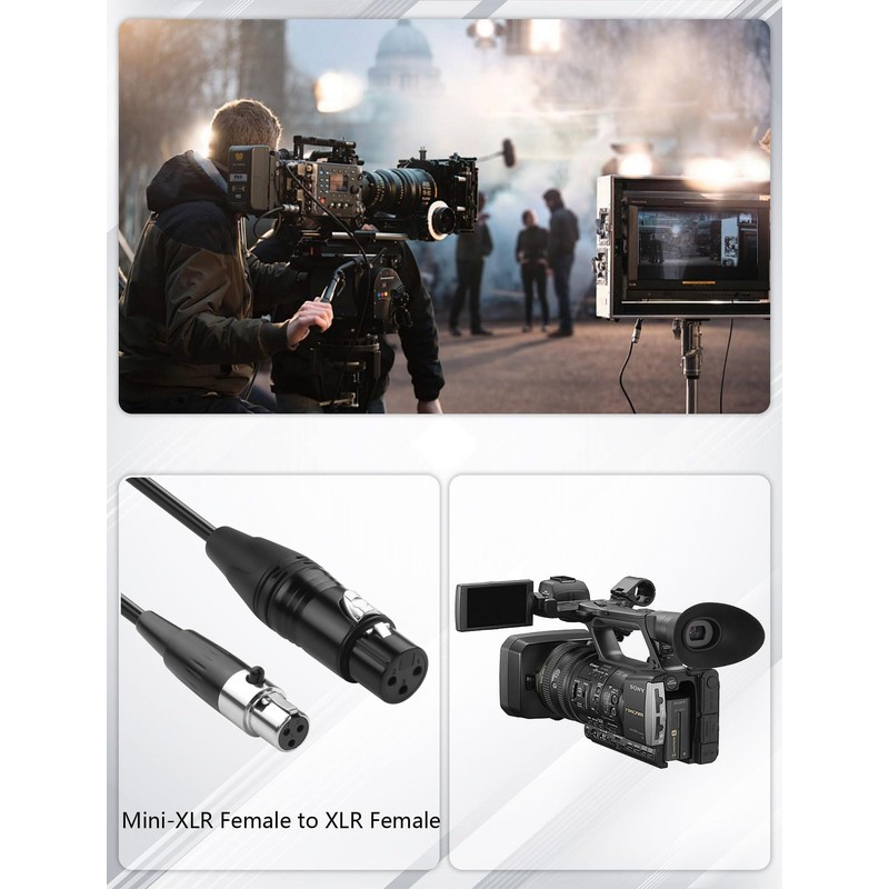 CERRXIAN Mini XLR to XLR Coiled Cable 1.64FT 3 Pin