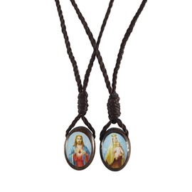 Sacred Heart of Jesus with Our Lady Mt Carmel Catholic Wood Scapular, 5/8 Inch