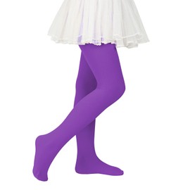 Footed Ballet Tights for Girls Toddlers Dance Leggings Ultra Soft Elasticity School Pantyhose for Kids Purple 9-14 Years