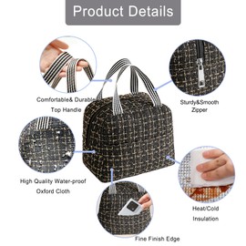 Binoster Lunch Bags for Women Girls Insulated Lunch Box Bag Adults Kids Small Cooler Bag Cute Ladies Lunch Bags for Work School Picnic Travel Beach Packed Lunch Tote Bag