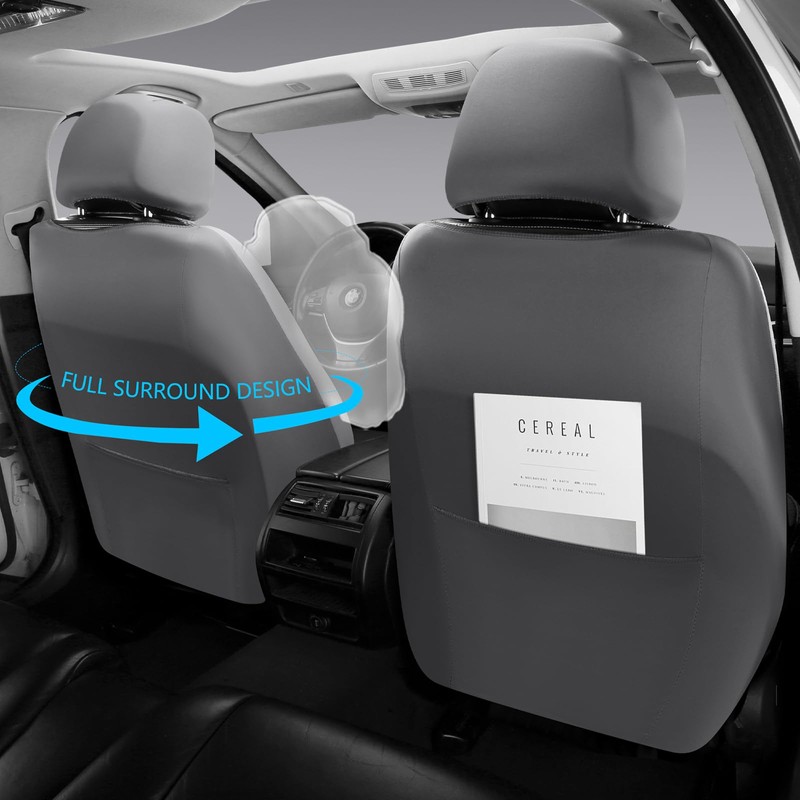 GEEYONTEK Premium Leather Car Seat Covers Full Set,Universal Fit for