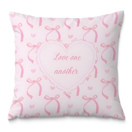 Fuasei Pink Bow Heart Coquette Pillow Covers 18x18, Trendy Pink Girly Romantic Love Pillow Covers Aesthetic, Girly Room Decor, Coquette Aesthetic Room Decor