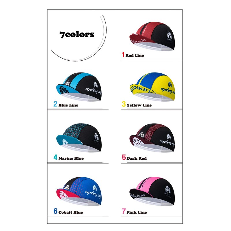 lapset Cycling Cap, Inner Cap, Unisex, Monkey Theme, 14 Colors,