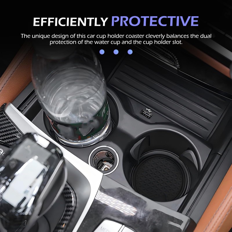 Zikefest 4PCS Car Cup Holder Coasters, Silicone Anti-Slip Insert Coasters,