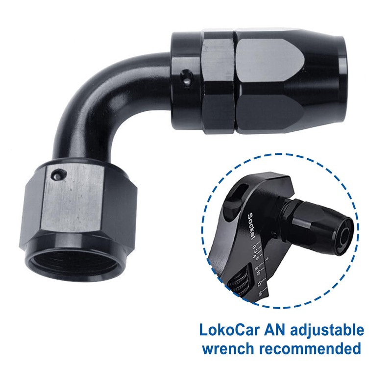 LokoCar 8AN Hose End Fitting 90 Degree Swivel For CPE