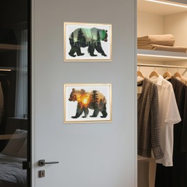 Bear Diamond Art Kits for Adults - 4 Pcs DIY Full Drill Forest Animal Diamond Paintings Set for Beginners 5D Round Gem Art Craft Home Wall Decor 9.84 x 13.7 Inches