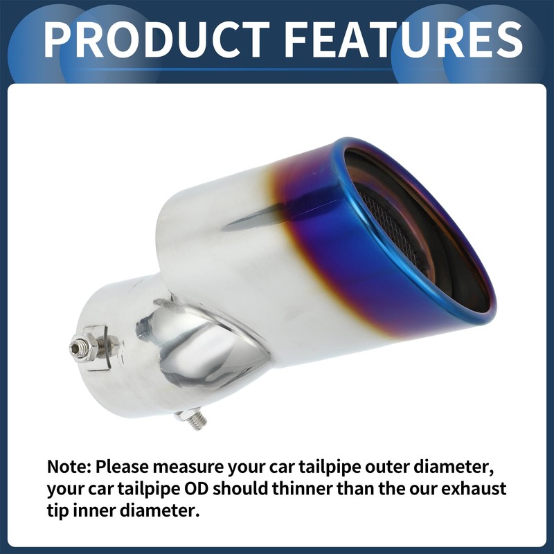 INFINAUTO Slant Exhaust Vent Longtail Tube Fits Honda Civic 2016-2019