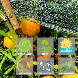 TREEVEX 55% Shade Cloth for Garden, Sunblock Mesh UV Resistant Net for Vegetables Flowers Greenhouse Raised Bed, Plant Shade Cover from Sun, Black (6.5X13 FT)