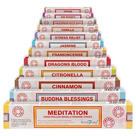 Stamford 37369 Variety Set Hand Rolled Incense Sticks-12 Packs, Black, One Size