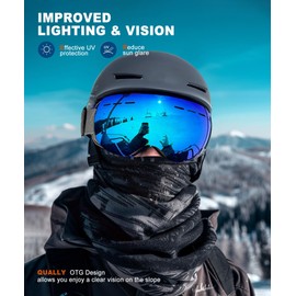 QALLY Anti Fog Ski Goggles for Men Women Snow Goggles with UV Protection Snowboard Goggles, Black Frame Silver Lens/White Frame Silver Lens