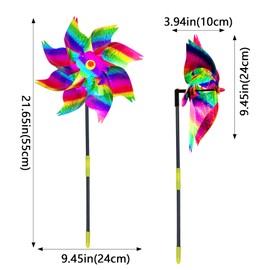 KOKMEYA 10-Pack Reflective Bird Repellent Pinwheels 9.6 Inches in Diameter Gradient Color, Outdoor Bird Deterrent, High Reflective Effect, Suitable for Yard, Balcony, Garden