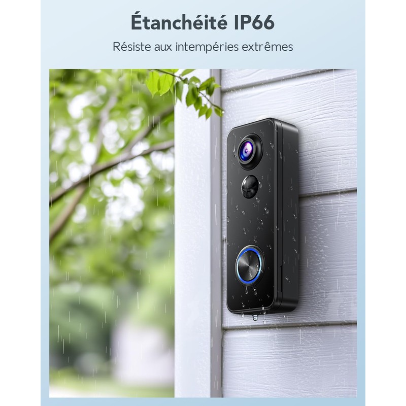 XTU 2K WLAN Doorbell with Camera, 180° Field of View,