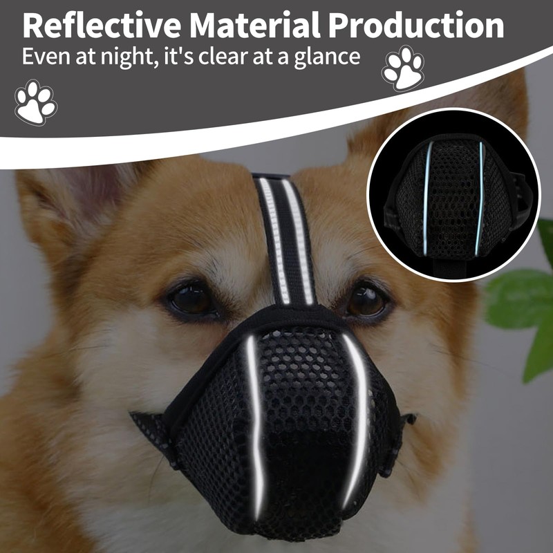 VZU Muzzle for Dogs, Breathable, Reflective, Adjustable Dog Muzzle for