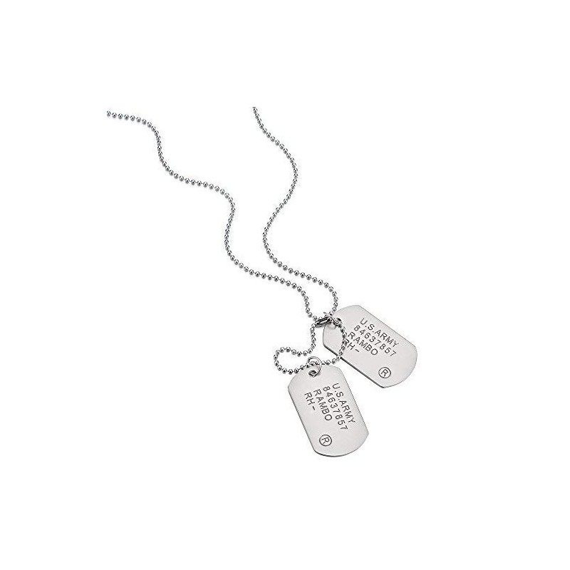 COOLSTEELANDBEYOND - Collar clásico con colgante de etiqueta de perro