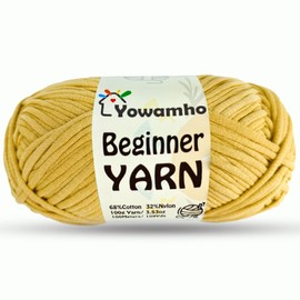 Yowamho Yarn for Crocheting & Knitting, 100g Cotton Yarn for Beginners with Easy-to-See Stitches,100m (109yds) Worsted Soft Cotton-Nylon Blend Yarn, Brown.