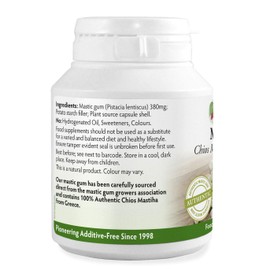 Natural Greek Chios (Xios) Mastic Gum 380mg x 90 Capsules, 100% Authentc Mastiha from Greece, Vegan, Magnesium Stearate Free & No Nasties, Manufactured in Wales