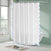 TheBlackSpot Small Stall White Boho Shower Curtain with Scalloped Border