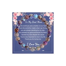 Mother's Day Jewelry for Mom Mothers Day Bracelet from Daughter Natural Stone MaMa Bracelet Elegant Mom Bracelets for Women Birthday Jewelry(Imperial colors)
