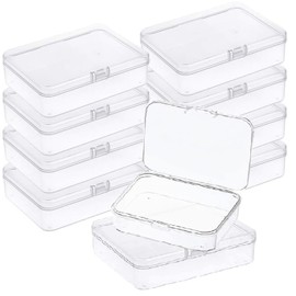 Wzenclave 10 Pack Mini Plastic Storage Containers Box with Lid Rectangle Clear Plastic Storage Boxes for Beads Jewelry Game Pieces Business Cards and Crafts Items (8.5cm*6cm*2.5/3.35“*2.36”*0.98“）