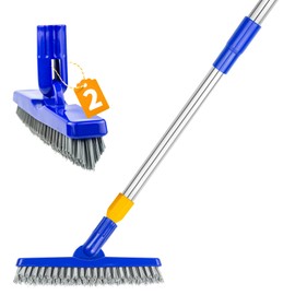ITTAHO 2 Pack Grout Brush with Long Handle, 56.5'' Swivel Grout Cleaning Brush,V-Shape Grout Scrub Brush, Extendable Handle Grout Cleaner Brush for Tile Floors，Bathroom,Baseboard,Shower,Corner