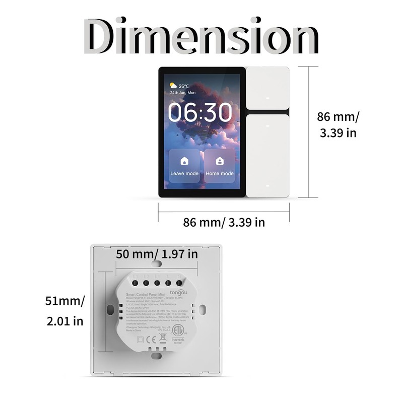 TONGOU DIY WiFi Smart Switch, 3-Switch Smart Home Control Panel