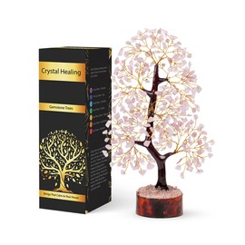 Saburial Rose Quartz Tree, Gemstone Tree of Life Decor, Crystals and Stones, Birthday Gifts for Women, Crystals for Home, Pink Desk Decor, Feng Shui, for Women