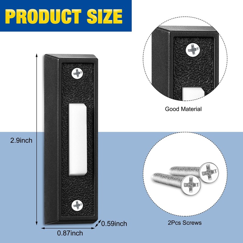 Saillong Lighted Doorbell Button, Wired Door Bell Push Buttons LED