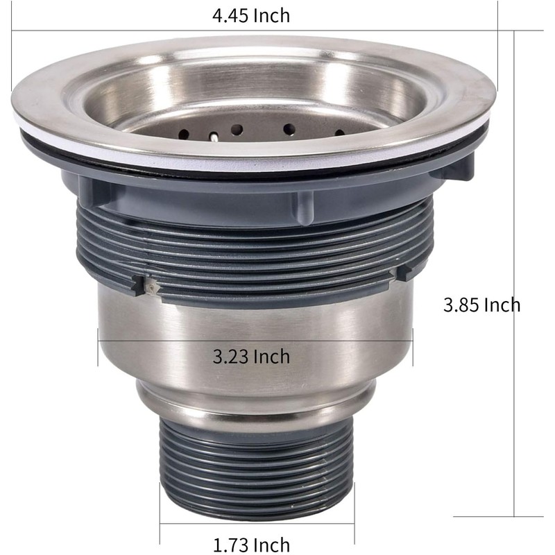 3-1/2 Inch Sink Drain Assembly Kit, Removable Deep Sink Strainer