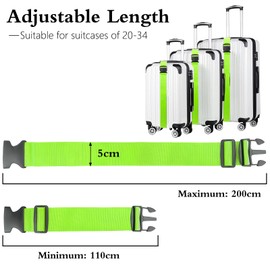 Luggage Strap, 6 Pack Luggage Straps for Suitcases, Suitcase Belts Straps with Adjustable Buckle, Heavy-Duty Luggage Wrapping Strap for Traveling, Green