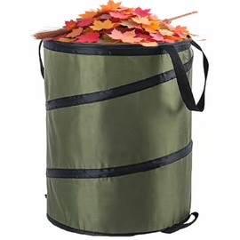 Pop-Up Garden Waste Bag, Leaf Bag, Oxford Garden Bag, Camping Waste Bags with Handles for Rubbish, Garden Rubbish, Toy, Foldable, Robust, Self-Standing, Foldable, Reusable (Green-90L)
