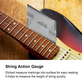 Tissting String Action Gauge Ruler Tool Guitar Radius Luthier Stainless Steel Tools with 32 Blades Feeler Gauges Fret Protector Guards for Guitars Player