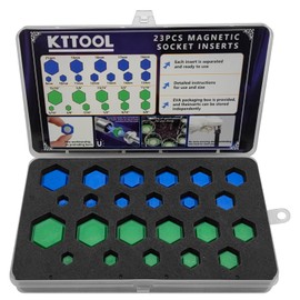 KTTOOL 23 Pcs New SAE and Metric Magnetic Socket Inserts Tool Set, 5/16" - 15/16", 8mm - 21mm Universal Magnetic Socket Insert