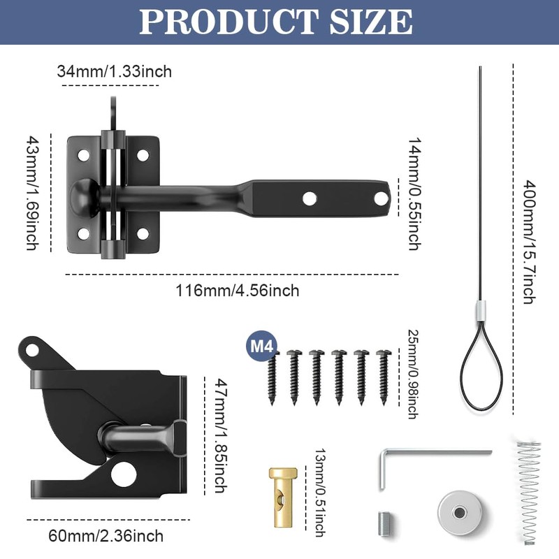 ADERTOS Self Locking Gate Gravity Latch Carbon Steel Auto Gate