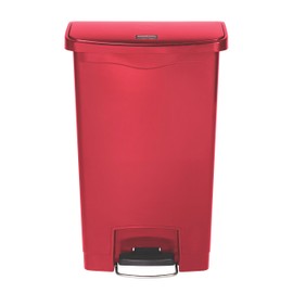 Rubbermaid Commercial Products - 1883566 Streamline Slim Step-On Plastic Trash Garbage Can, 13 Gallon, Red