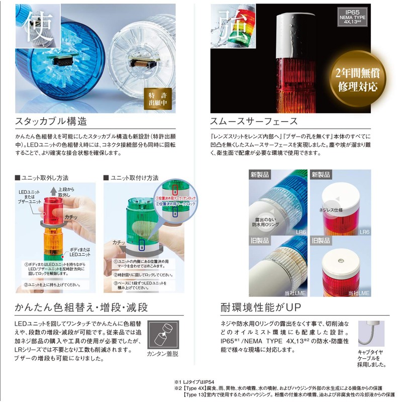 Patlite Multilayer Signal Tower Buzzer Unit LR5-BW Φ50 Buzzer Tone