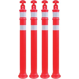 T-Top Delineator Post with Grip Top Handle, Low-Density Polyethylene for UV, Extreme Heat, and Freezing Resistance, Hip Sheeting for High Visibility, Orange, 42", 4 Pack