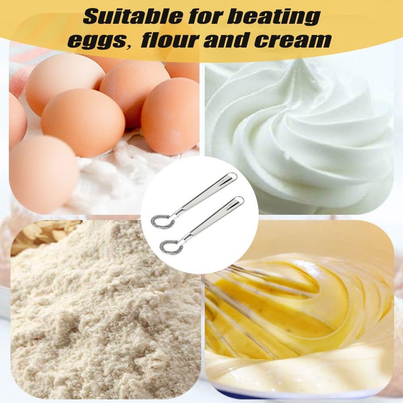 2 Pcs Stainless Steel Manual Whisk Egg Beater Hand Whisker